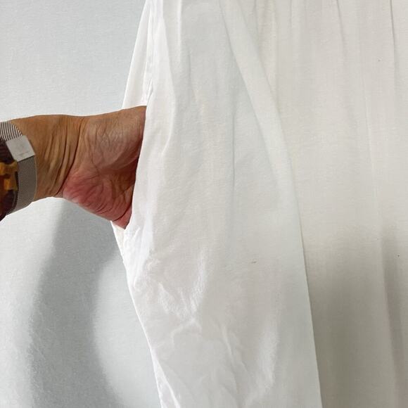 Old Navy Smocked Fit Flare Midi Dress Size XL White Ruffle Strappy Beach Resort - Picture 4 of 12